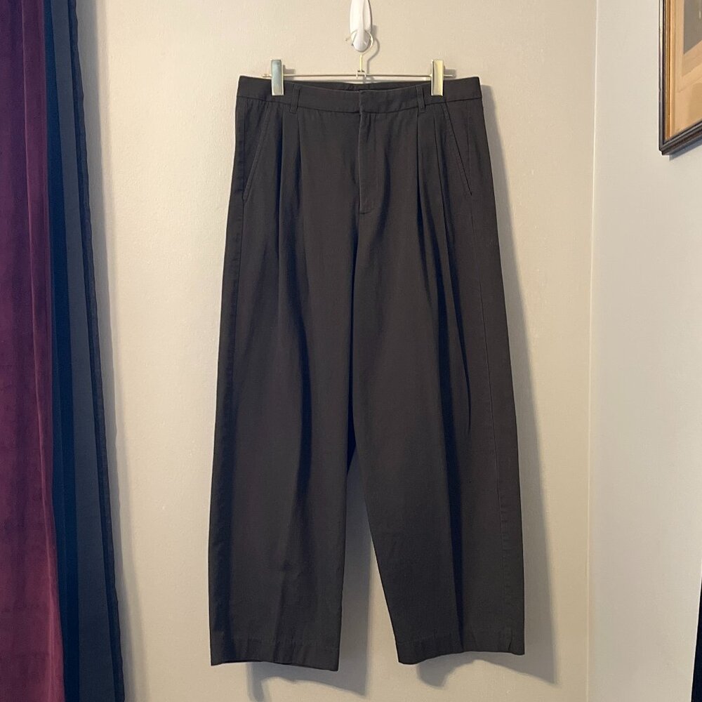 Olive Green Barrel Leg Pants - Banana Republic